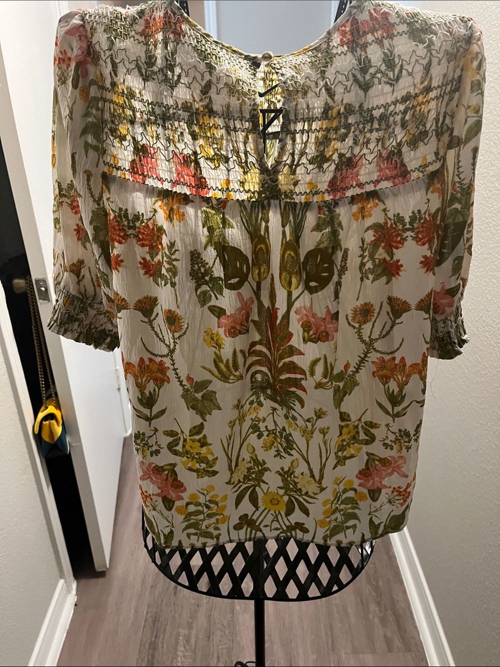 Rose & Olive White Floral Smocked Peasant Blouse - Picture 8 of 9